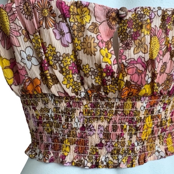 PATRONS OF PEACE floral ruffled cropped bustier top - women’s medium - Picture 8 of 13